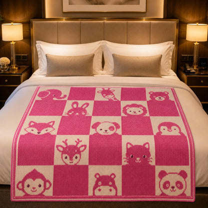 Mosaic Crochet Baby Blanket Pattern PDF, Animal Nursery Blanket