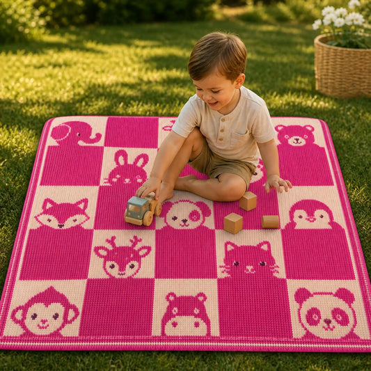 Mosaic Crochet Baby Blanket Pattern PDF, Animal Nursery Blanket